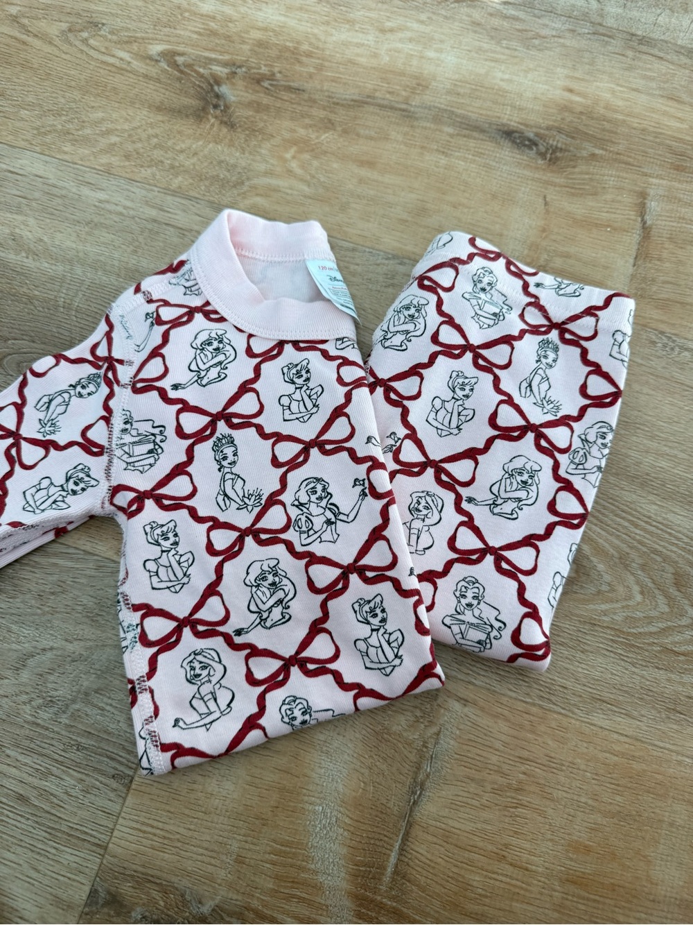 Hannah Anderson Kids Pink Bow & Princess Print Pajama Set